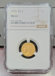 1915 $2.50 Gold Indian - MS61 - NGC - Picture 1 of 4