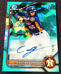 2022 Bowman Chrome Sapphire 1st Aqua /99 Auto Cristian Gonzalez Rookie #BSPA-CG