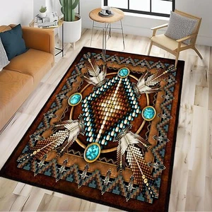New-Southwestern Area Rug 3x5 Washable Bedroom Rug,Aztec Tribal Rugs Native Amer - Picture 1 of 6