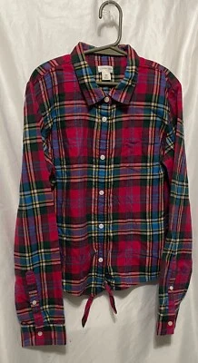 Crewcuts Niñas Camisa Botón Franela Rojo Verde Multicolor Cuadros Corbata Dobladillo 14 Foto 1 de 4