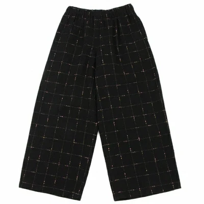 Calça ponto xadrez COMME des GARCONS robe de chambre mistura de lã preta Japão - Imagem 1 de 4