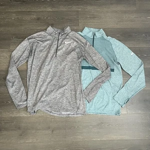 Nike Running Herren großes Dri-Fit Paket 1/4 Reißverschluss Langarm sportlich grau grün - Bild 1 von 17