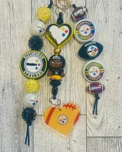 Pittsburgh Steelers Football Player Beaded Bag Charm | Handmade - Picture 1 of 1