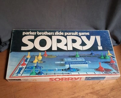 1972 VINTAGE PARKER BROTHERS SORRY GAME BOARD & CARDS & GAME PIECES COMPLETE - Image 1 of 4