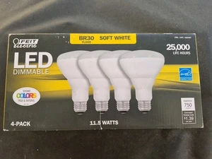 4 FEIT Dimmable BR30 LED Flood Light Bulbs Soft White 750 Lumens New Open Box - Picture 1 of 12