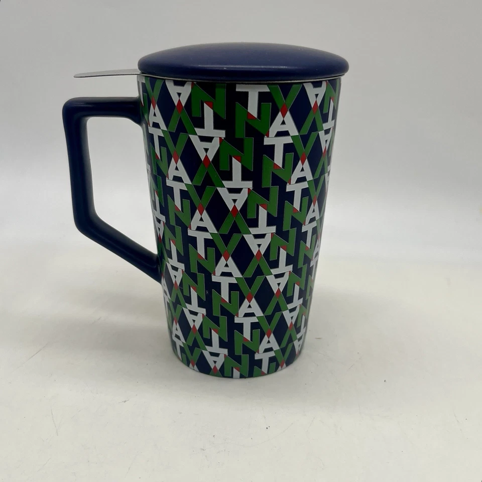 Caneca de viagem chá Teavana 2016 com tampa e infusor, azul verde branco 12 oz. - Imagem 1 de 4