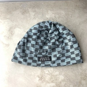 Skida Damen Mütze Beanie Fleece gefüttert Stretch grau blau bedruckt One Size - Bild 1 von 5