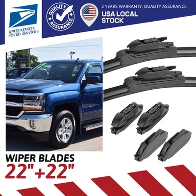 2Pcs Front Windshield Wiper Blades For Chevrolet Suburban 2500 00-2013 22"+22" - Изображение 1 из 4