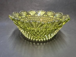 Vintage Green Hobnail Serving Bowl Fan Edge Heavy - Picture 1 of 4