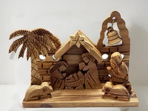 Mini Carved Nativity Crèche Jesus Christmas Olive Wood Bethlehem Hand Made - Picture 1 of 6