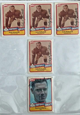 (4) 1989 SWELL FOOTBALL GREATS HOF ANDY ROBUSTELLI SIGNED IP AUTO #43 + BERRY AU - Image 1 of 2