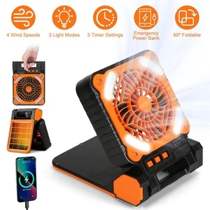 Ventilador Solar Camping con Linterna LED 5200mAh Recargable Funciona con Batería Portátil - Imagen 1 de 12