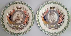 Antike Wedgwood König Edward VII. & Königin Alexandra 1902 Krönung Teller 9,5 Zoll - Bild 1 von 9