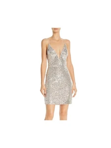 AIDAN AIDAN MATTOX Womens Beige Spaghetti Strap Mini Cocktail Body Con Dress 10 - Picture 1 of 3