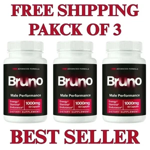 Bruno Pills for Men, Advanced Male Performance & Energy Pills 60ct ( Pack of 3 ) - Picture 1 of 4