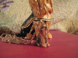 3361          YORKIE ENAMELED JEWEL BOX & NECKLACE - Picture 1 of 7
