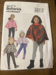 Capas y poncho Butterick Pattern B6373 para niñas pequeñas con capucha y adornos opts talla 2-5 - Imagen 1 de 3