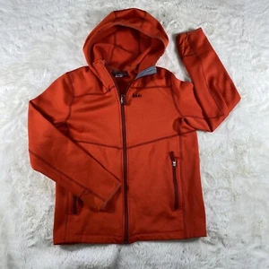 REI Boys Size L (14-16) - Orange Full Zip Fleece Hoodie Jacket - Picture 1 of 11