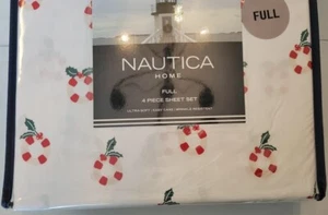 Juego completo de sábanas Nautica Holiday Navidad rojo blanco salvavidas salvavidas - Imagen 1 de 10