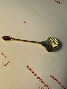 Cucchiaio Conchiglia Smalto Rosso Tono Oro Collezione Originale Marziano Inox Giappone 4"L - Foto 1 di 3
