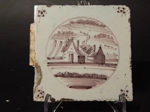 ANTICA PIASTRELLA MATTONELLA CERAMICA DELFT DEL 1700 DECORO AL MANGANESE (481) - Bild 1 von 4