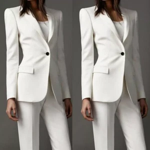 Women Formal Business Office Pant Suits Work Wear Tuxedos Ladies White Suits - Picture 1 of 7