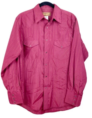 Wrangler Men Size M Medium Snap front Red w/ Metallic Stripes Lightweight EUC - Image 1 of 4