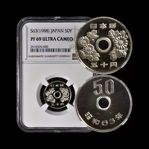 JAPAN. 1988, 50 Yen - NGC PF69 - Cherry Blossoms, Showa 63 - Picture 1 of 5