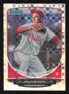2013 Bowman Chrome mini DENTON KEYS X-FRACTOR card #/100 PHILADELPHIA PHILLIES