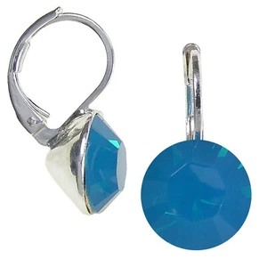 8mm Ohrringe mit Swarovski Kristall in der Farbe Karibik Opal Blau - Picture 1 of 1