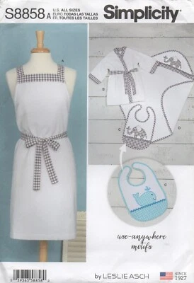 Simplicity Sewing Pattern 8858 Bathtime Apron, Childs Dressing Gown Bib & Towel - Image 1 of 4