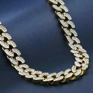 Men's 21" Gold Plated Stainless Steel Chain with Zirconia – Refined Look - Picture 1 of 5