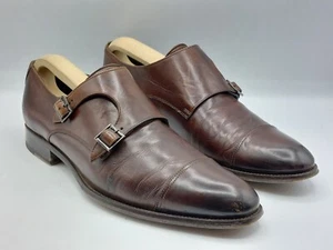 Brown Russell & Bromley Leather Double Monk Strap mens shoes size 8.5 (EU 43) - Picture 1 of 10