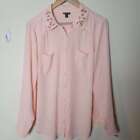 Torrid Madison Light Pink Georgette Embellished Collar Button Front Blouse 1X