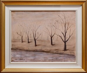 Painting by Vito Chimenti, Ossolan painter, winter landscape, 1975 