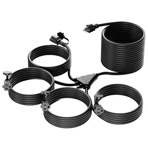 Kasonic 1 bis 4 Splitter Verlängerungskabel + 46 Fuß kombinierte Länge, 16 AWG/1625W, schwarz - Bild 1 von 7
