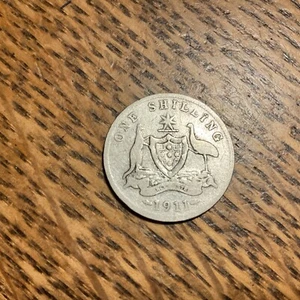 1911 Australia Silver One Shilling Coin KM# 666 - Picture 1 of 2