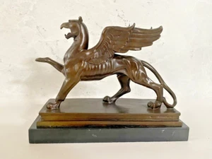 Handgefertigt Bronze Greif von Branitz -Fabelwesen Bronze Figur auf Marmorplatte - Bild 1 von 12