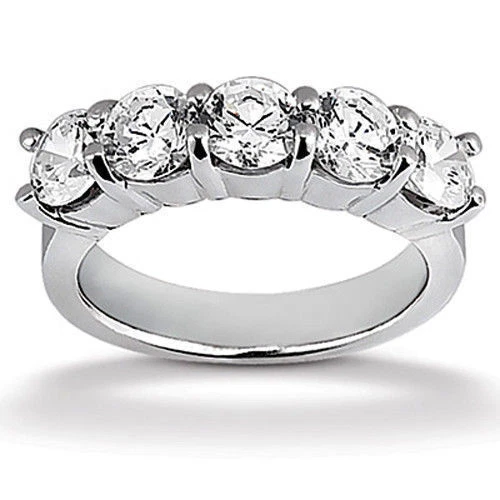 2.00 ct, 5 Stone Round Diamond Wedding Ring Anniversary band G SI1, 5 x 0.40 ct - Image 1 of 1