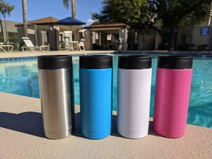 Skinny Can Cooler Slim Insulated Coozy Cup 12 oz - Picture 1 of 17