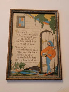 Art Deco Framed Print Poem Francis William Bourdillion Lute Player - Picture 1 of 6