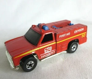 HOT WHEELS VTG 1:64 1974 EMERGENCY UNIT CHEVY TRUCK #50 RED BLACKWALL HONG K EXC - Picture 1 of 4