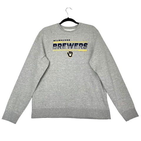 Milwaukee Brewers Majestic Sweatshirt Adult Large Gray Crew Neck Sweater MLB Cover