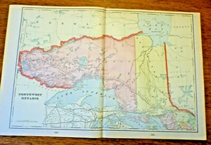 Northwest Ontario Canada or City of Quebec Color Map 1902 Cram's 14½" x 22" - Picture 1 of 6