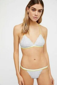 FREE PEOPLE Thong Panties Silver with Yellow Trim Size XS $18 - NWT - Picture 1 of 2
