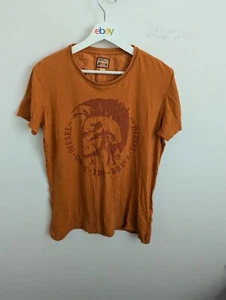 Diesel T-Shirt Mens Size L Orange Short Sleeve Cotton Gothic Designer - Picture 1 of 10