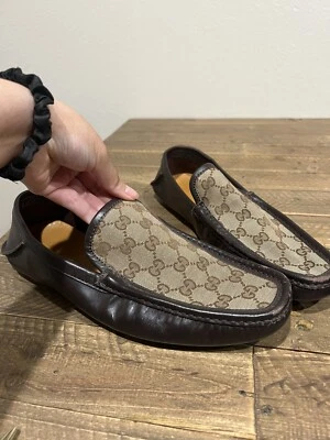 Gucci Zapatos Mocasines de Cuero Marrón Para Hombre US 9 Auténticos Foto 1 de 3