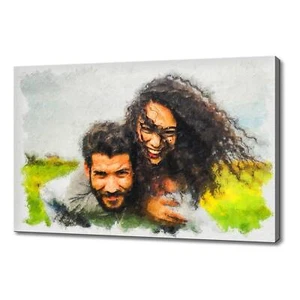 Personalised portrait, Watercolour Canvas Print, Anniversary Gift Wall Art - Picture 1 of 10