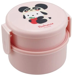 skater Antibacterial Bento Box Pochacco Headgear Sanrio 500ml 2 Tier Round Shape - Picture 1 of 9