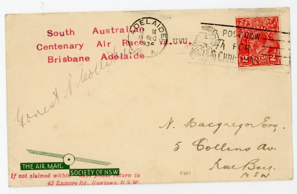 P35/19/RC 1936 PRIMERA CUBIERTA DE VUELO 51 TRANSPORTADA PILOTO E687 FIRMADA E COLLIBEE Foto 1 de 1